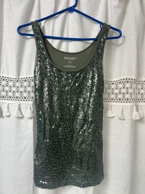 Old Navy Olive Green Sequin Camisole Tank